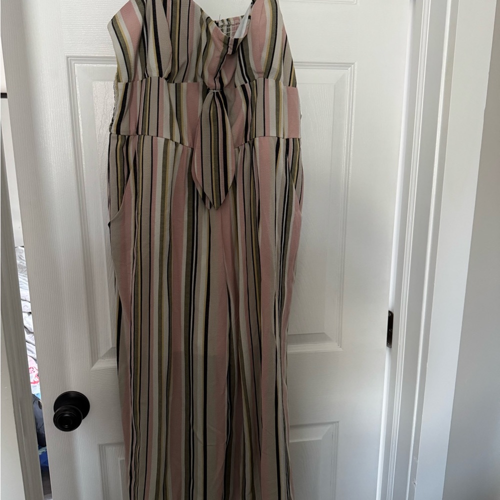 Striped Pink and Green jumpsuit